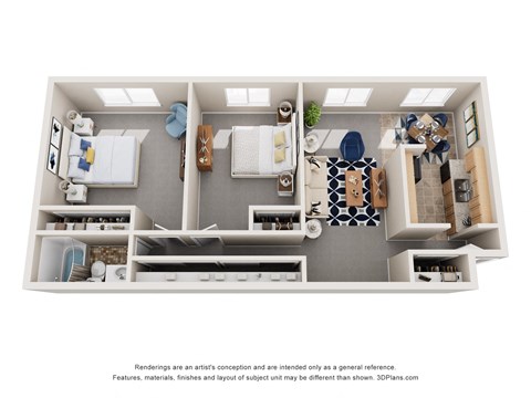 Floor plan for 2 beds, 1 bath, 920 sqft